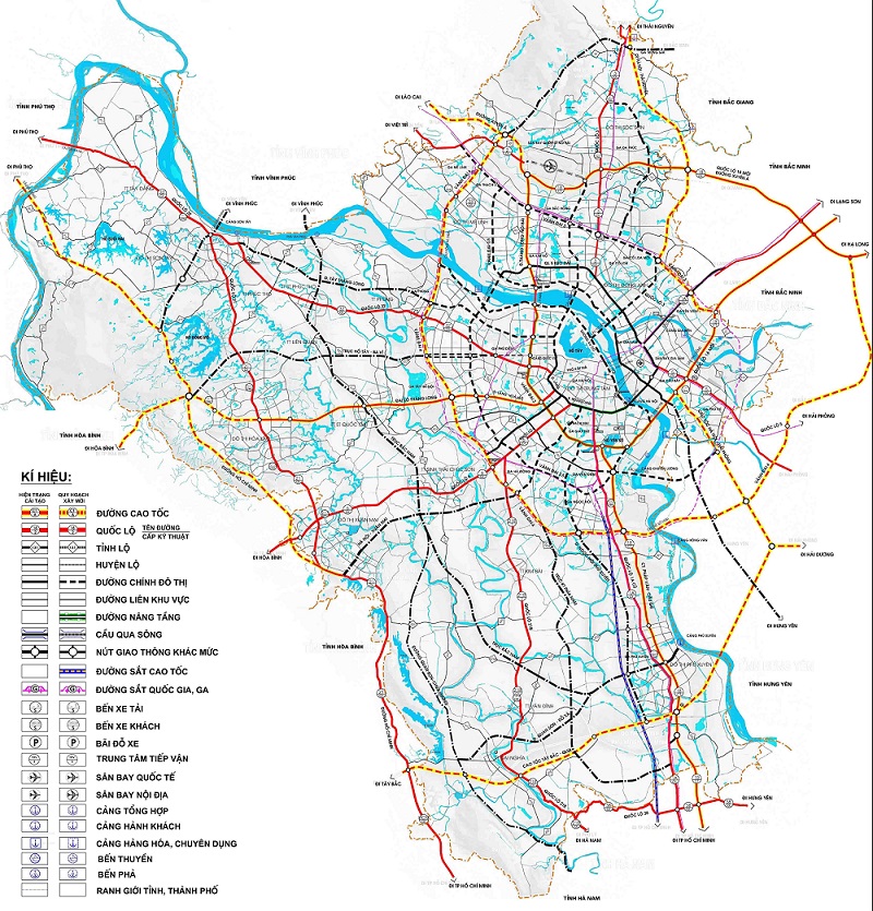 bản đồ quy hoạch giao thông hà nội đến 2030